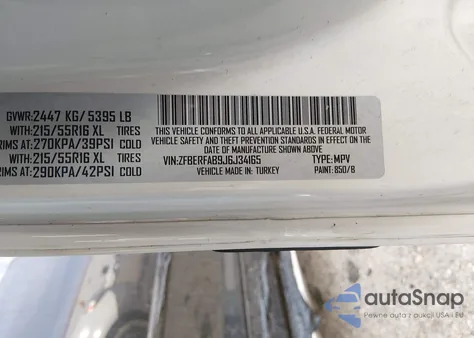 2018 Ram Promaster City Tradesman из США, поврежденный, VIN ZFBERFAB9J6J34165